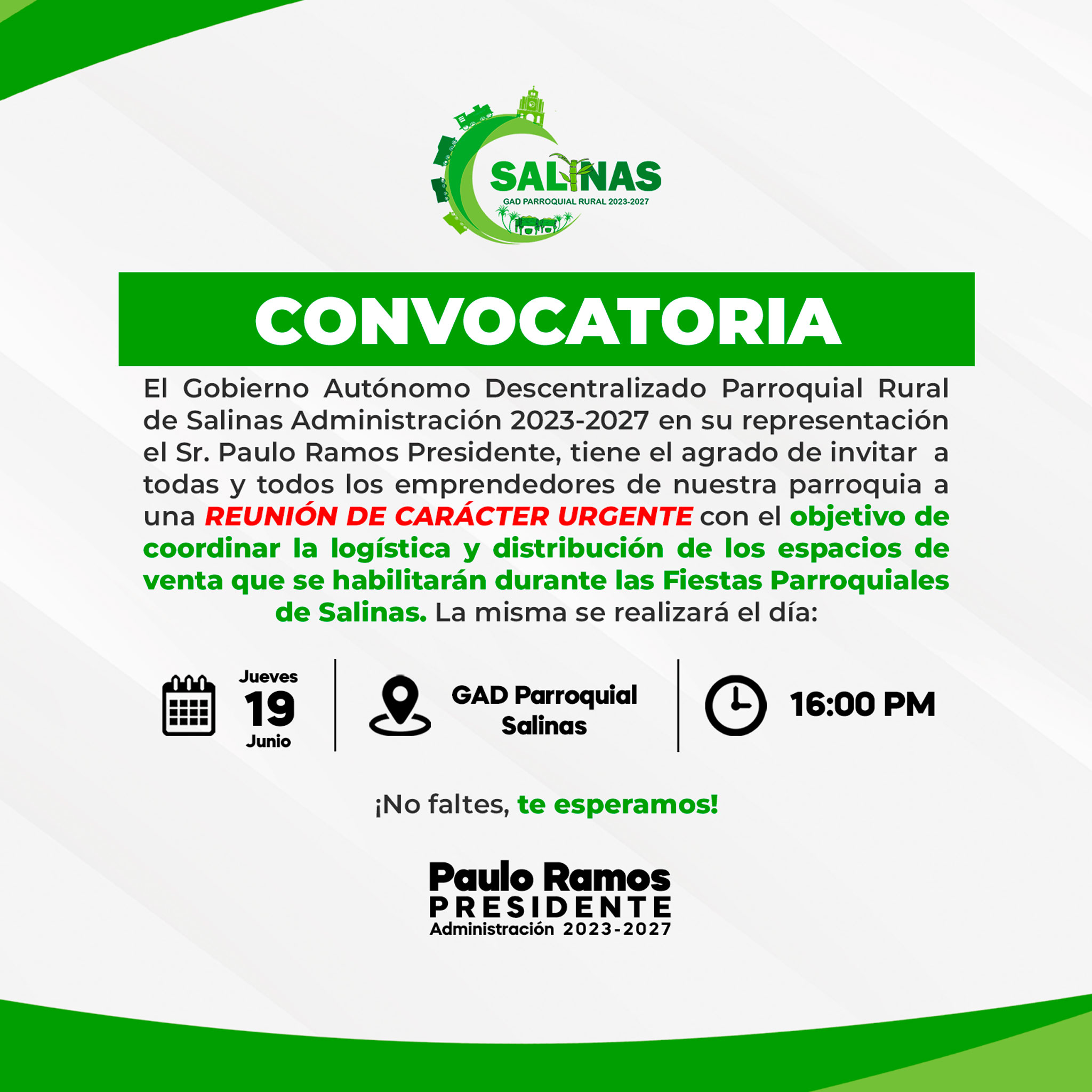 Reunión urgente para emprendedores